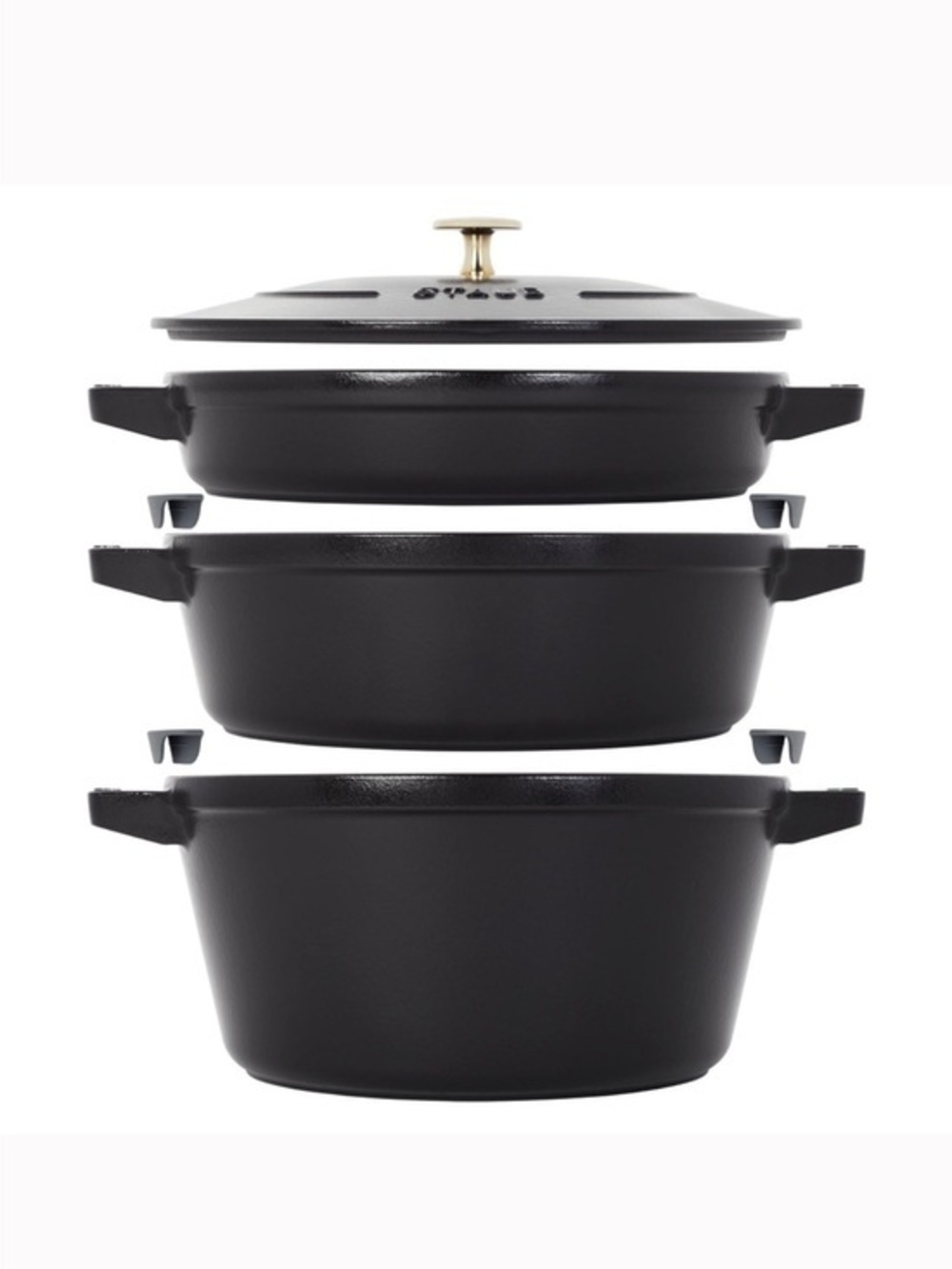 STAUB Stackable 4-Piece Cast Iron Set - Black Brand New in Original Box!!